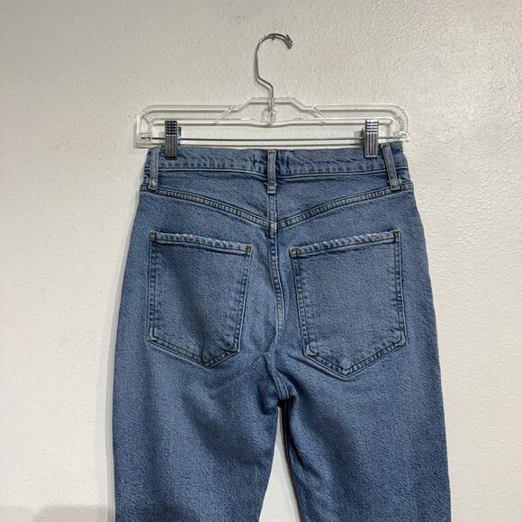 AGOLDE Blue Riley Distressed Cropped Straight Leg Jeans Sz 26 - Picture 9 of 13